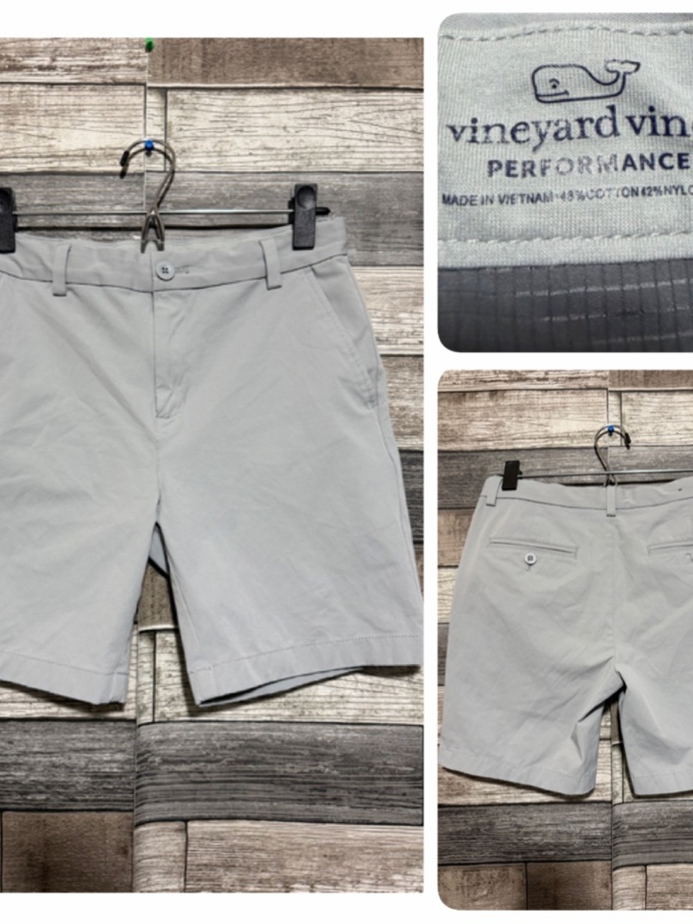 Vineyard Vines Performance Shorts Boys Size 18 Gray Golf